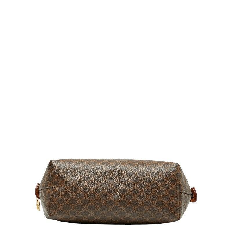 CELINE Accessory Pouch Hand Pouch Macadam PVC Leather Brown Authentic