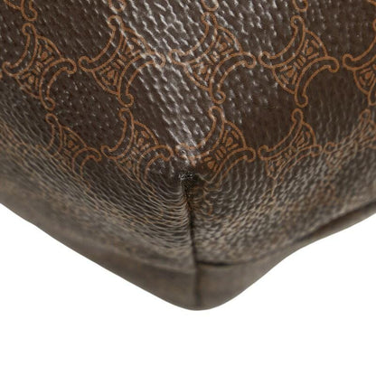 CELINE Accessory Pouch Hand Pouch Macadam PVC Leather Brown Authentic