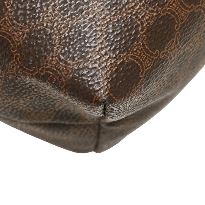 CELINE Accessory Pouch Hand Pouch Macadam PVC Leather Brown Authentic