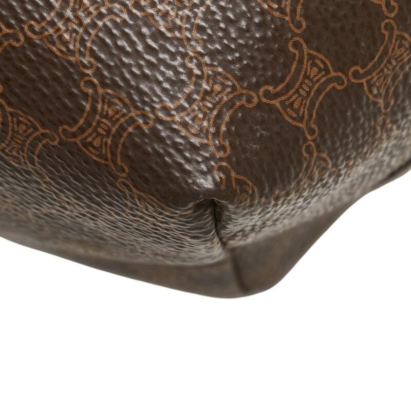 CELINE Accessory Pouch Hand Pouch Macadam PVC Leather Brown Authentic