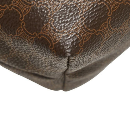 CELINE Accessory Pouch Hand Pouch Macadam PVC Leather Brown Authentic