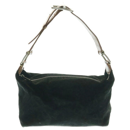 CELINE Shoulder Bag Purse Suede Leather Black Brown Authentic