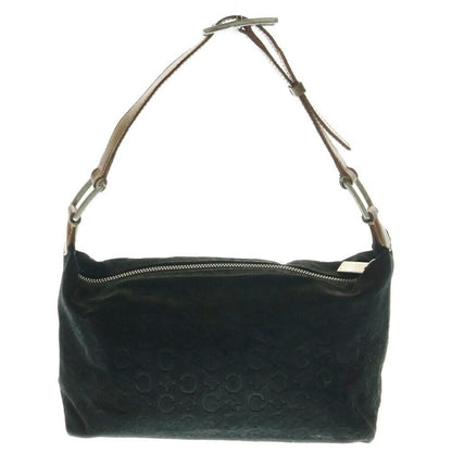 CELINE Shoulder Bag Purse Suede Leather Black Brown Authentic