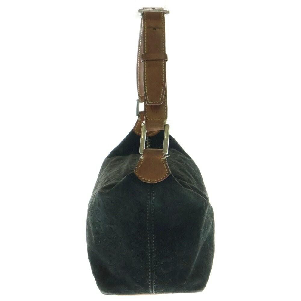 CELINE Shoulder Bag Purse Suede Leather Black Brown Authentic