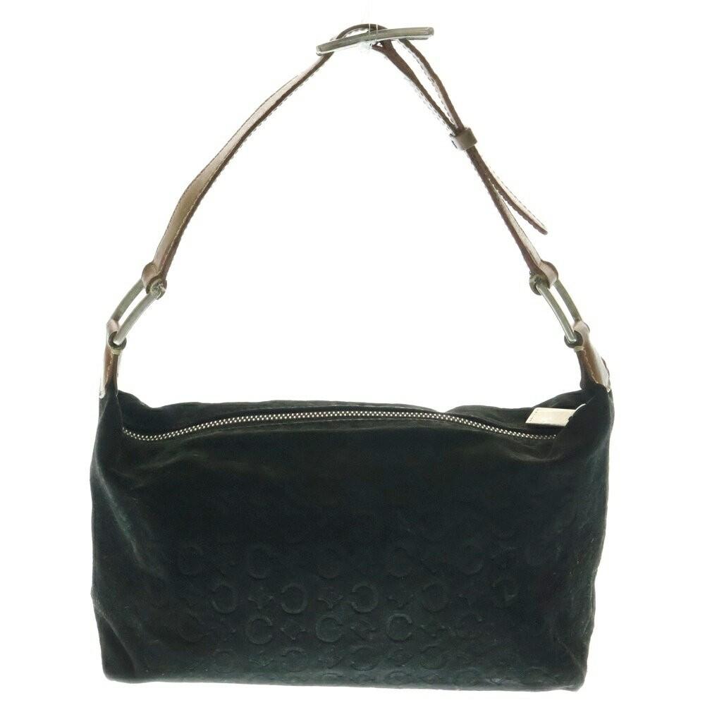 CELINE Shoulder Bag Purse Suede Leather Black Brown Authentic