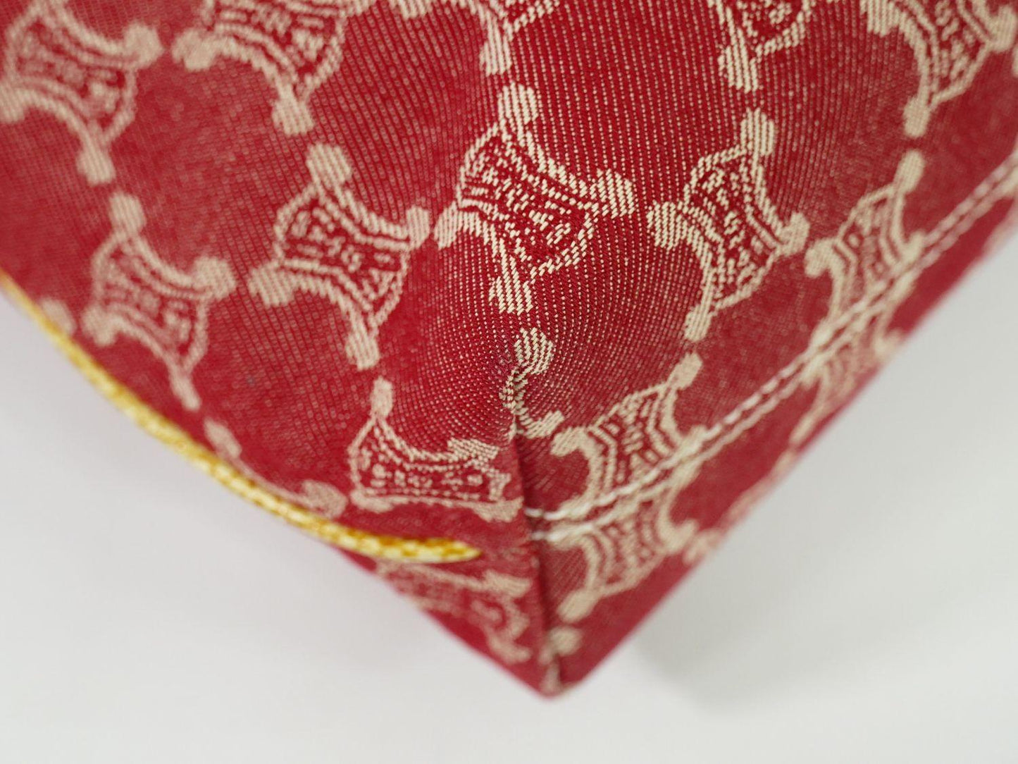 CELINE Hand Bag Tote Purse Macadam Canvas Red Authentic