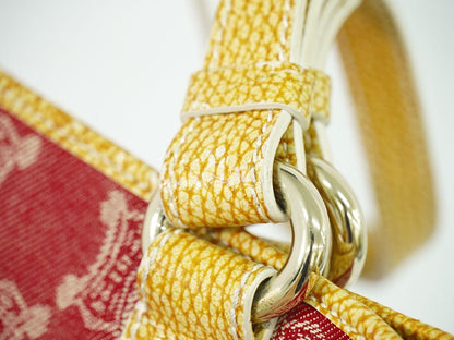 CELINE Hand Bag Tote Purse Macadam Canvas Red Authentic