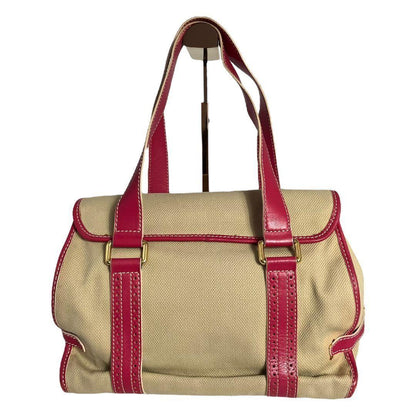 CELINE Hand Bag Tote Purse Macadam Canvas Pink Authentic