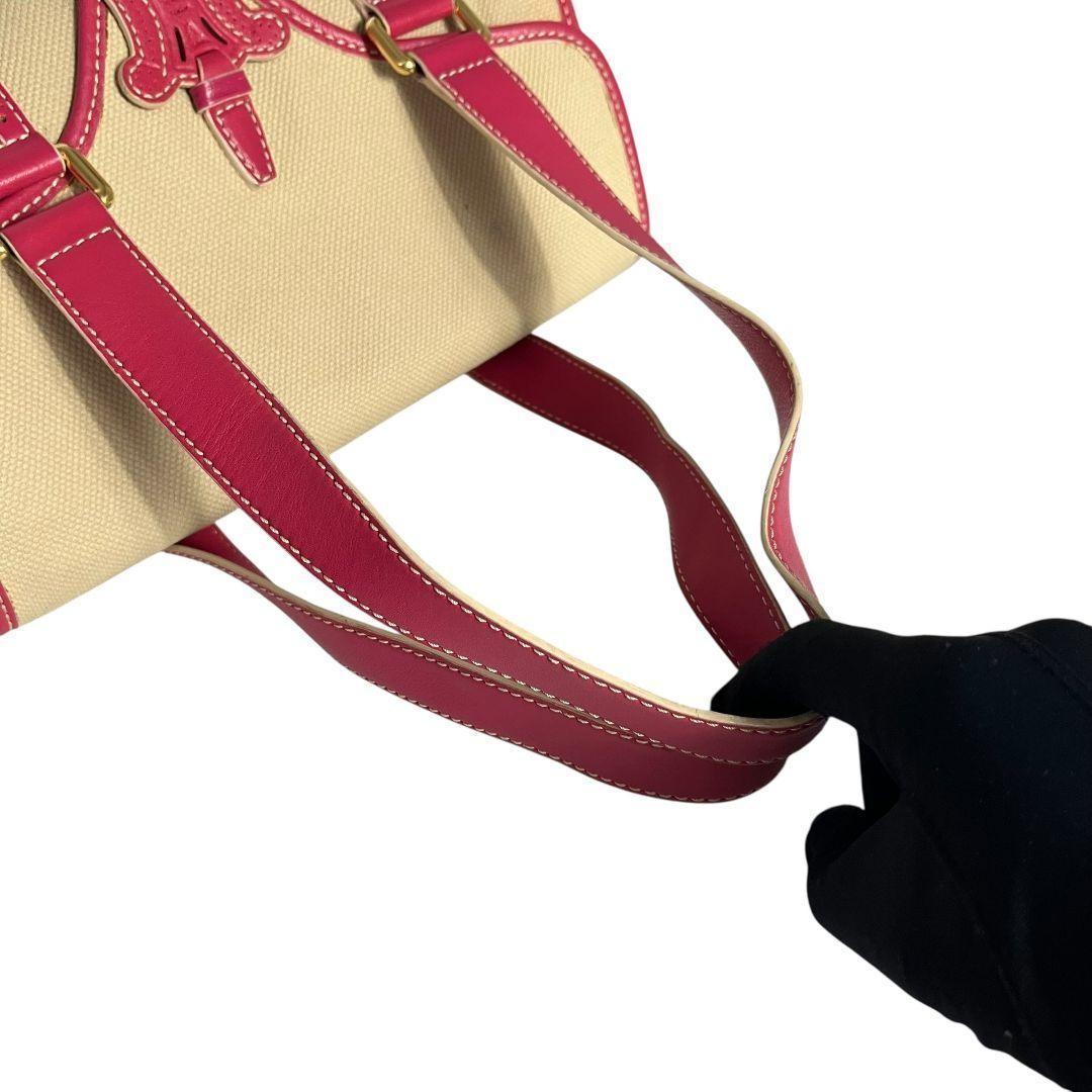 CELINE Hand Bag Tote Purse Macadam Canvas Pink Authentic