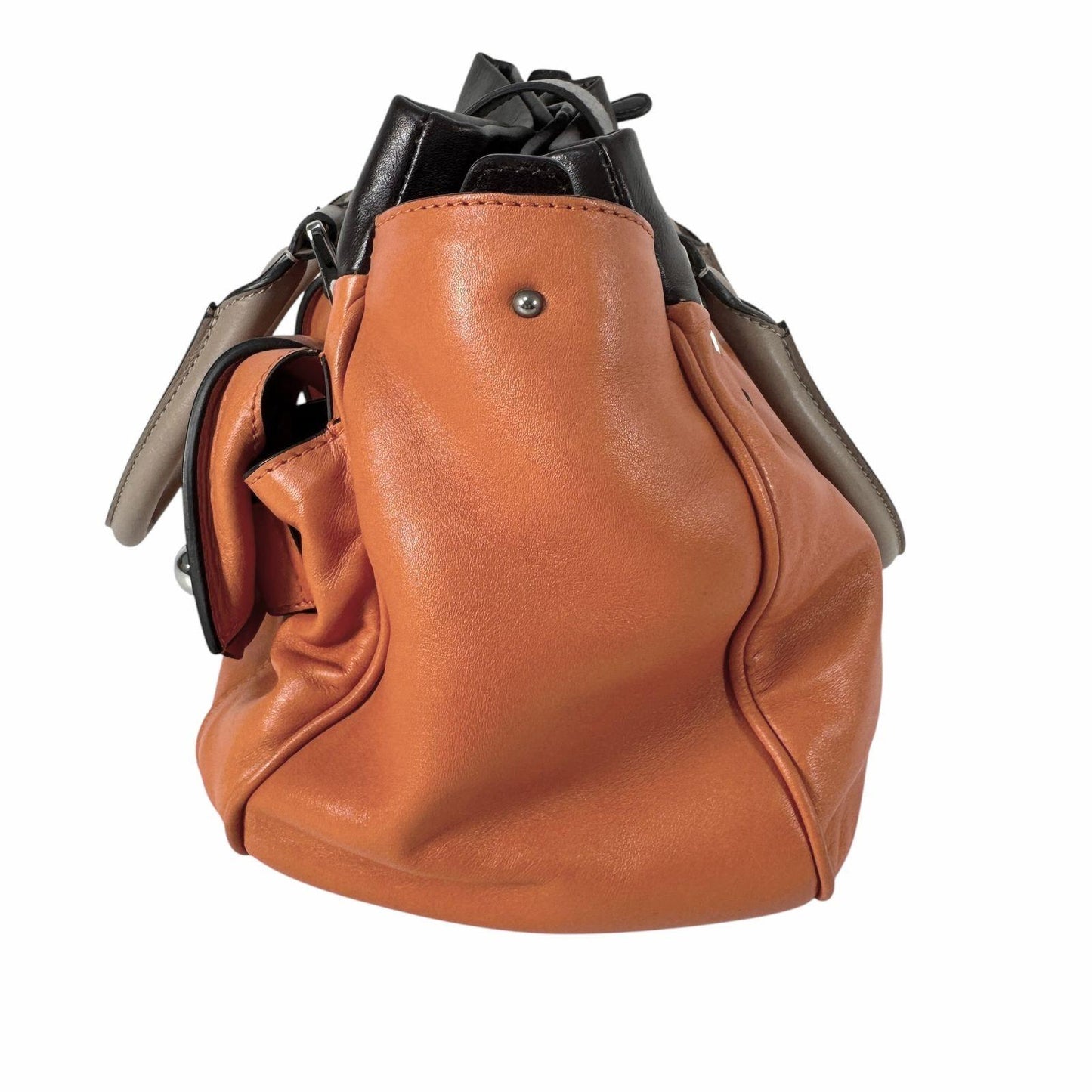 CELINE Hand Shoulder Bag Tote Purse 2way Leather Orange Authentic