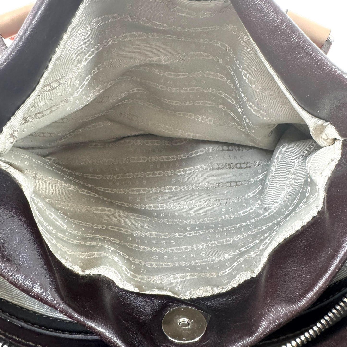 CELINE Hand Shoulder Bag Tote Purse 2way Leather Orange Authentic