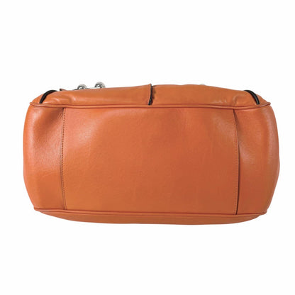 CELINE Hand Shoulder Bag Tote Purse 2way Leather Orange Authentic