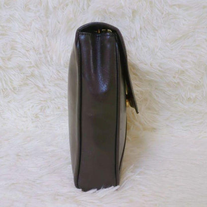 CELINE Shoulder Bag Purse Macadam Leather Black Authentic