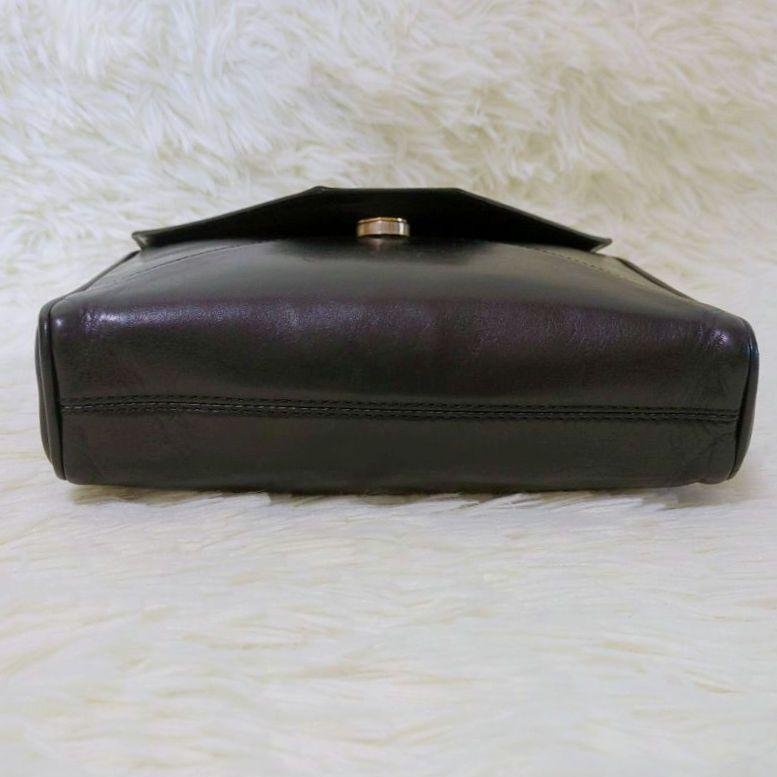 CELINE Shoulder Bag Purse Macadam Leather Black Authentic