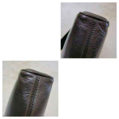 CELINE Shoulder Bag Purse Macadam Leather Black Authentic