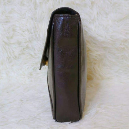 CELINE Shoulder Bag Purse Macadam Leather Black Authentic