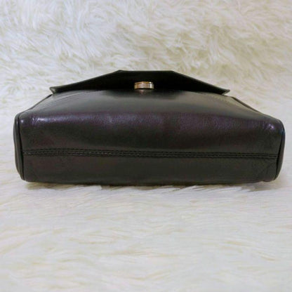 CELINE Shoulder Bag Purse Macadam Leather Black Authentic