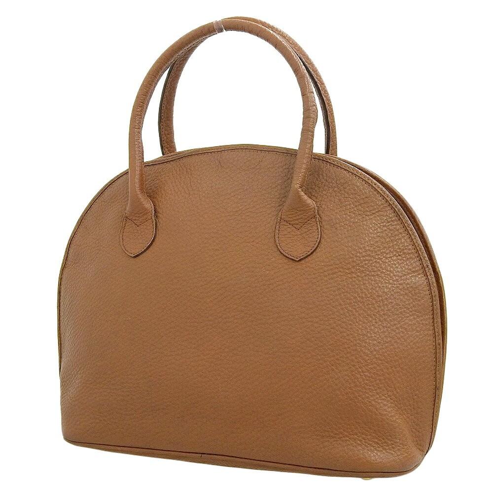 Valentino Hand Bag Tote Purse Logo Leather Brown Authentic