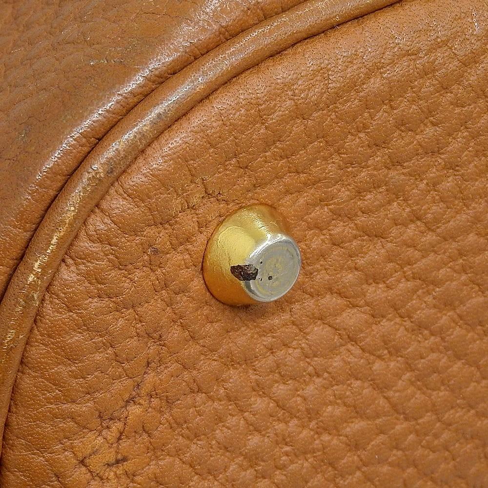 Valentino Hand Bag Tote Purse Logo Leather Brown Authentic