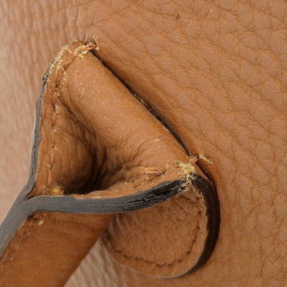 Valentino Hand Bag Tote Purse Logo Leather Brown Authentic