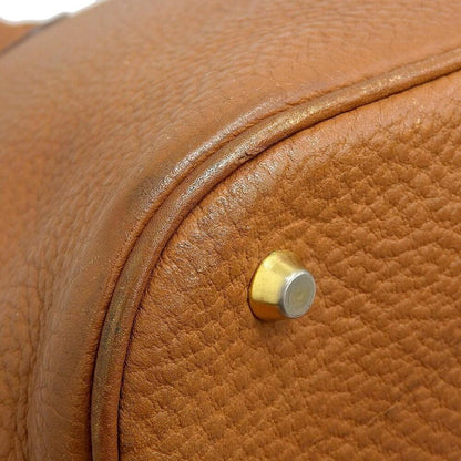 Valentino Hand Bag Tote Purse Logo Leather Brown Authentic