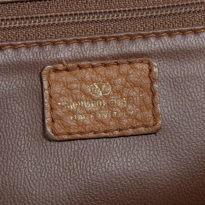Valentino Hand Bag Tote Purse Logo Leather Brown Authentic