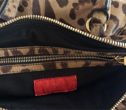 Valentino Hand Bag Tote Purse Leopard Authentic