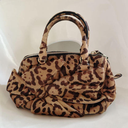 Valentino Hand Bag Tote Purse Leopard Authentic