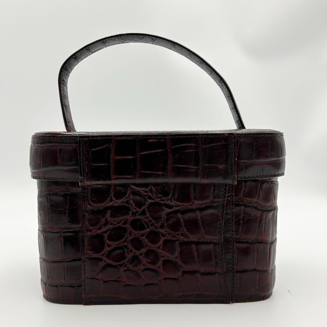 Valentino Garavani Vanity Bag Hand Tote Purse Leather Dark Brown Authentic