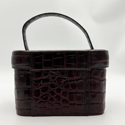 Valentino Garavani Vanity Bag Hand Tote Purse Leather Dark Brown Authentic