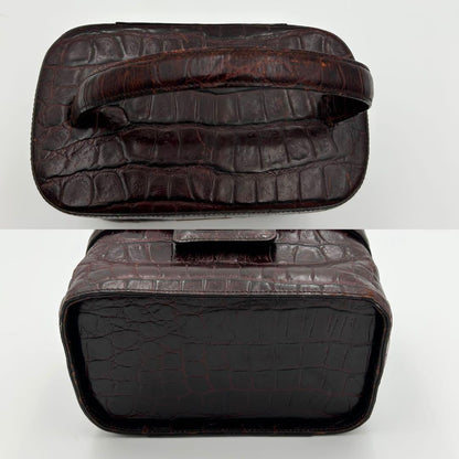 Valentino Garavani Vanity Bag Hand Tote Purse Leather Dark Brown Authentic