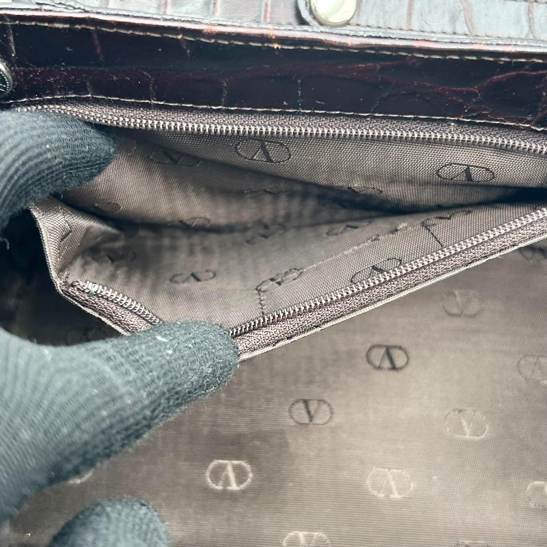 Valentino Garavani Vanity Bag Hand Tote Purse Leather Dark Brown Authentic