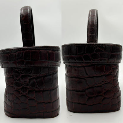 Valentino Garavani Vanity Bag Hand Tote Purse Leather Dark Brown Authentic