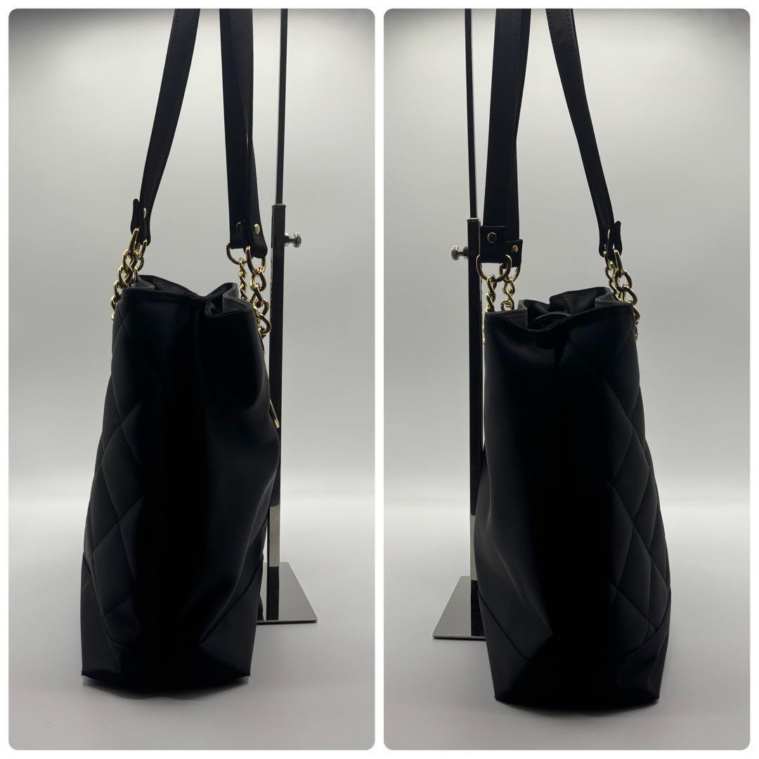 Valentino Hand Bag Tote Purse Chain Black Authentic