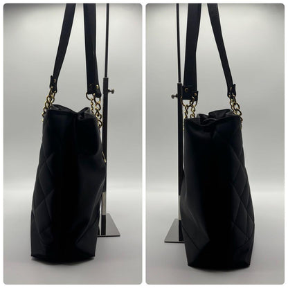 Valentino Hand Bag Tote Purse Chain Black Authentic