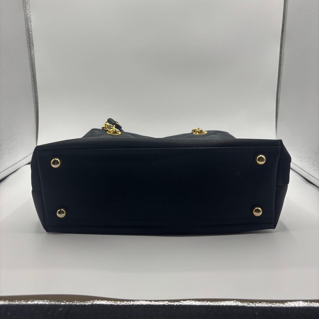 Valentino Hand Bag Tote Purse Chain Black Authentic