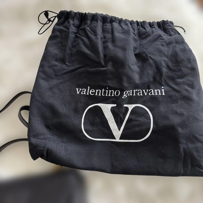 Valentino Garavani Hand Shoulder Bag Tote Purse Leather Black Authentic