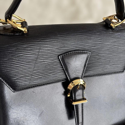 Valentino Garavani Hand Shoulder Bag Tote Purse Leather Black Authentic