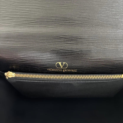 Valentino Garavani Hand Shoulder Bag Tote Purse Leather Black Authentic
