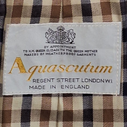 Aquascutum Trench Coat Club Check Asian fit L US size M Navy Authentic