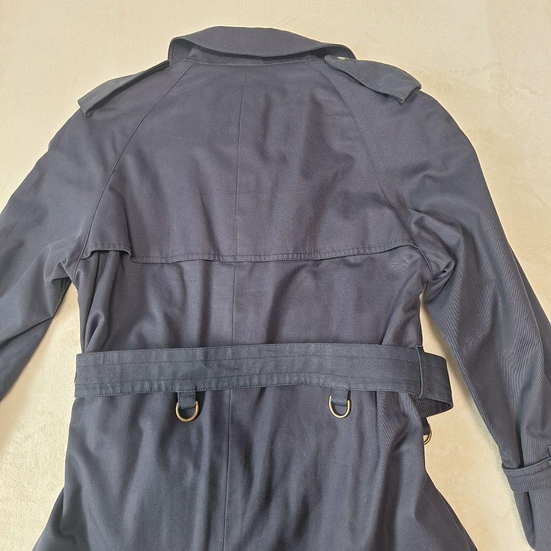 Aquascutum Trench Coat Club Check Asian fit L US size M Navy Authentic