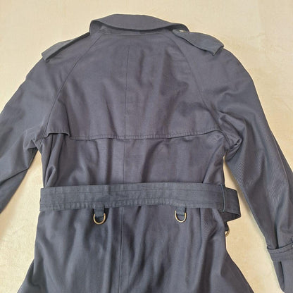 Aquascutum Trench Coat Club Check Asian fit L US size M Navy Authentic