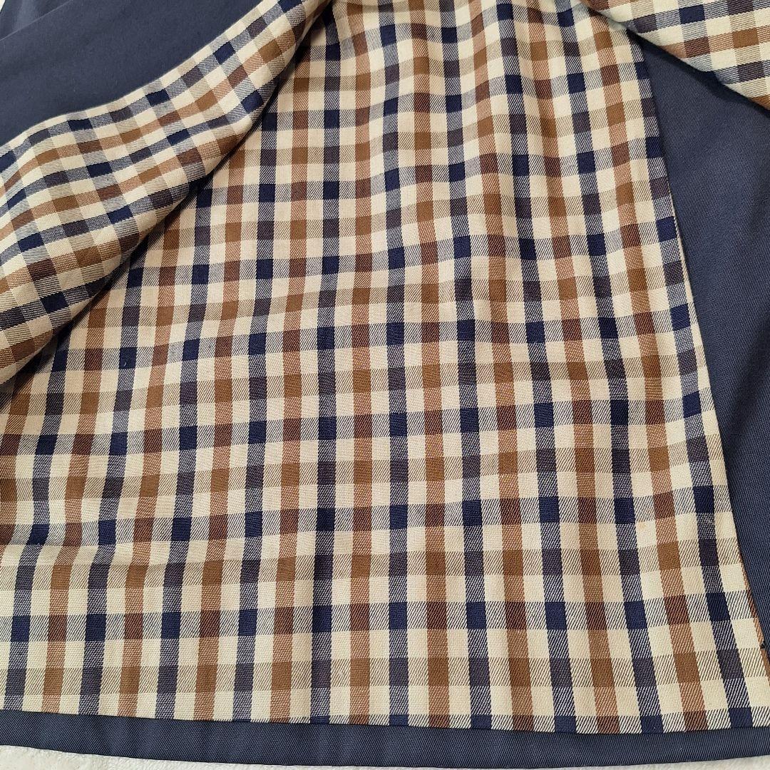 Aquascutum Trench Coat Club Check Asian fit L US size M Navy Authentic