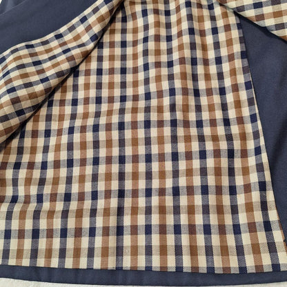 Aquascutum Trench Coat Club Check Asian fit L US size M Navy Authentic