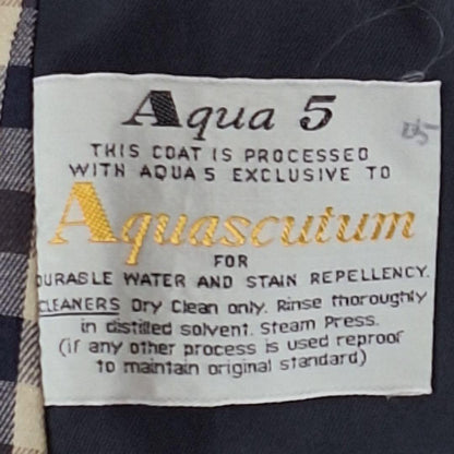 Aquascutum Trench Coat Club Check Asian fit L US size M Navy Authentic