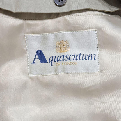 Aquascutum Trench Coat Club Check Asian fit L US size M Khaki Authentic