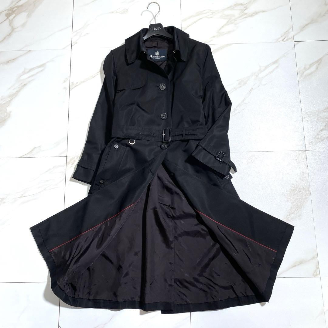 Aquascutum Trench Coat Asian fit M US size S Black Authentic