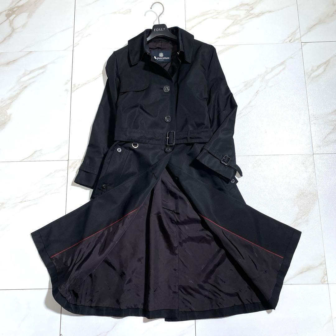 Aquascutum Trench Coat Asian fit M US size S Black Authentic