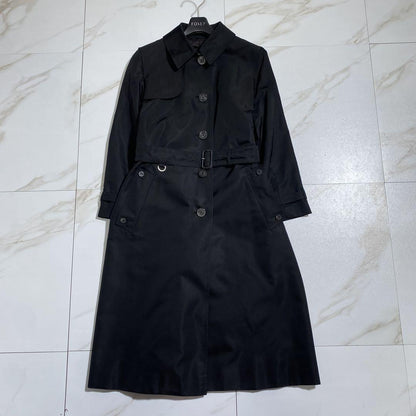 Aquascutum Trench Coat Asian fit M US size S Black Authentic