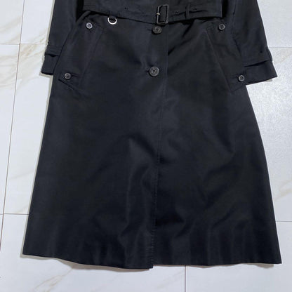 Aquascutum Trench Coat Asian fit M US size S Black Authentic